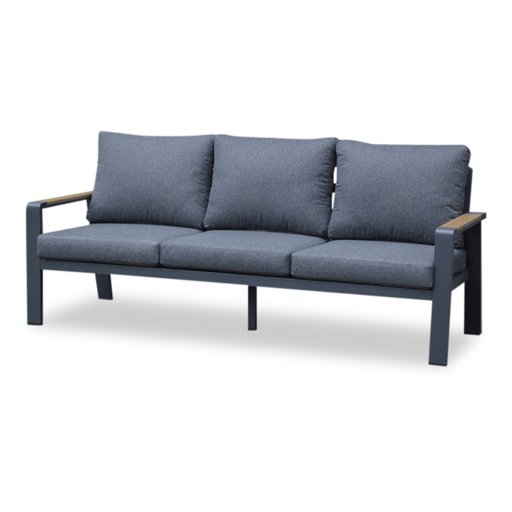 Lola stoel-bank loungeset 5 personen | aluminium + polywood | antraciet | 4-delig