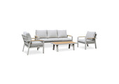 Lola stoel-bank loungeset 5 personen | aluminium + polywood | beige | 4-delig