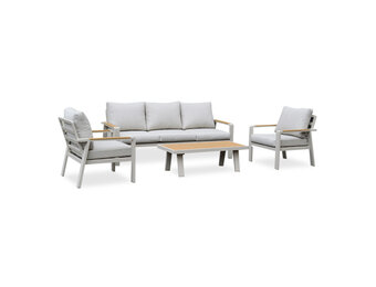 Lola stoel-bank loungeset 5 personen | aluminium + polywood | beige | 4-delig