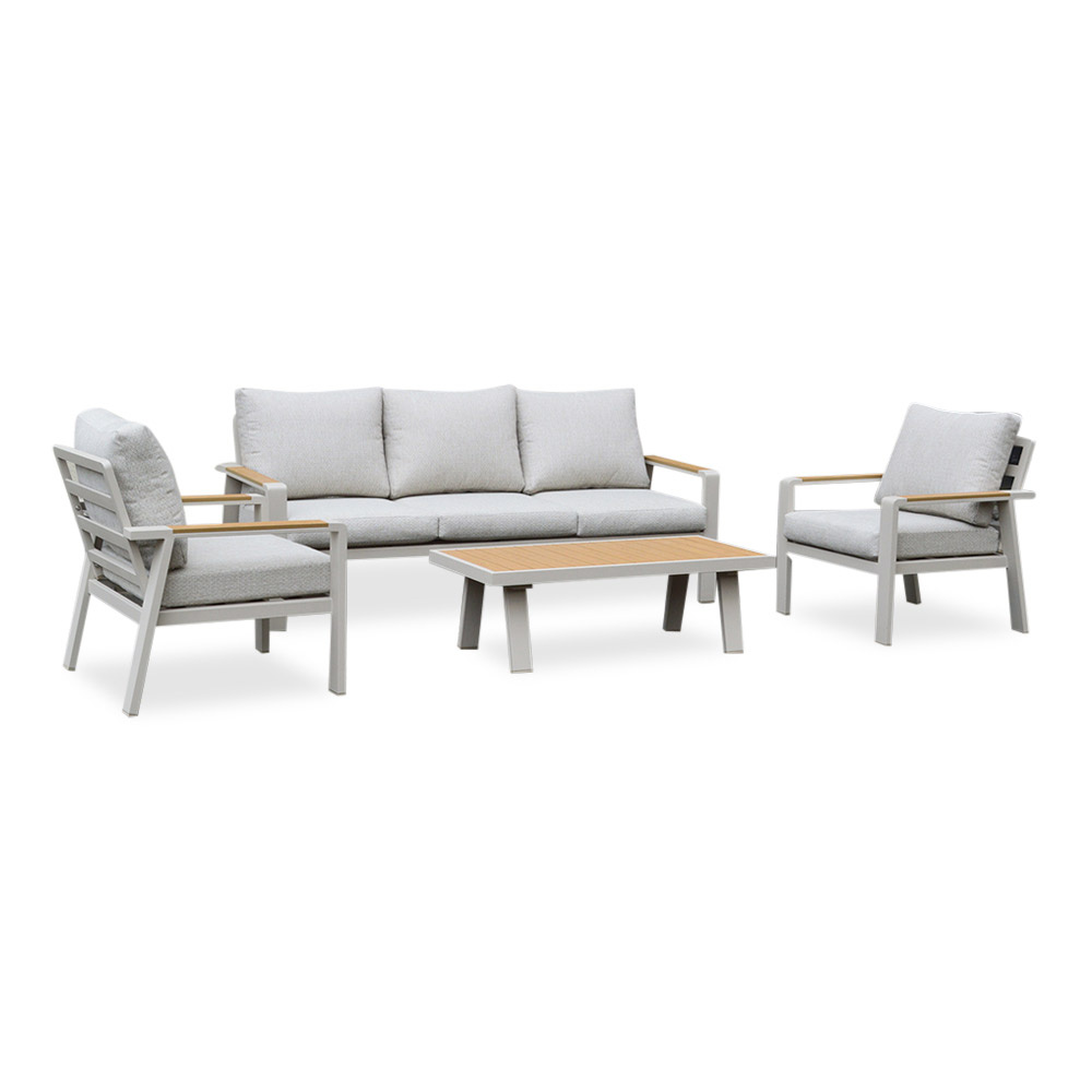 Lola stoel-bank loungeset 5 personen | aluminium + polywood | beige | 4-delig afbeelding