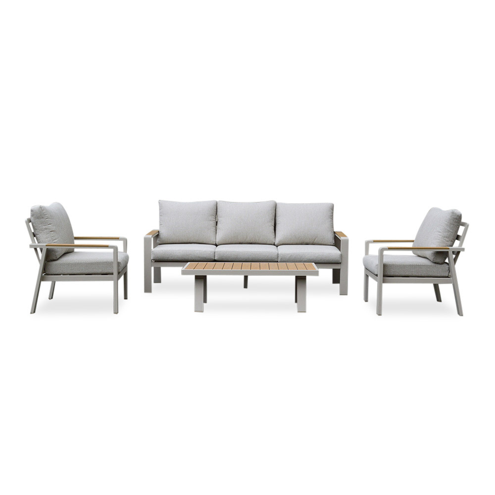 Lola stoel-bank loungeset 5 personen | aluminium + polywood | beige | 4-delig