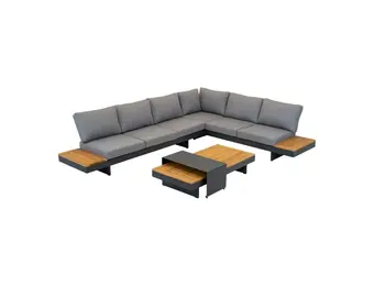 Barbados hoek loungeset 6 personen | aluminium + teakhout | Natural Teak | 5-delig - 323x245cm