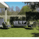 Palermo stoel-bank loungeset 5 personen | aluminium + touw | olijfgroen | 5-delig