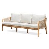 Bergamo stoel-bank loungeset 5 personen incl. tafel 127cm | touw + hardhout | zand | 5-delig