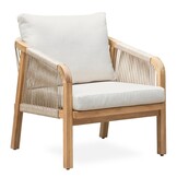 Bergamo stoel-bank loungeset 5 personen incl. tafel 127cm | touw + hardhout | zand | 5-delig