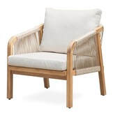 Bergamo stoel-bank loungeset 5 personen incl. tafel 127cm | touw + hardhout | zand | 5-delig