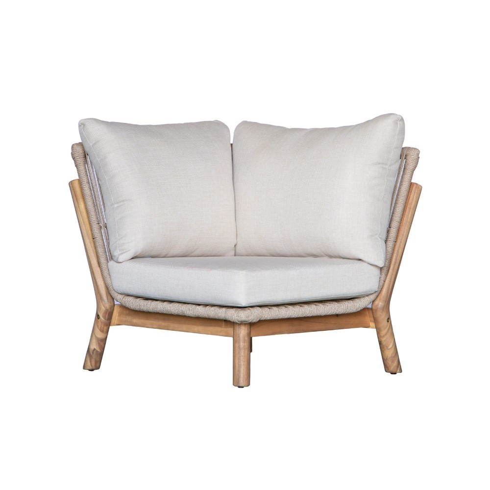 Braga hoek loungeset 6 personen incl. tafel | touw + hardhout | zand | 5-delig - 235x235cm