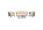 Palermo stoel-bank loungeset incl. tafels | aluminium + touw | Sahara Dust | 5-delig