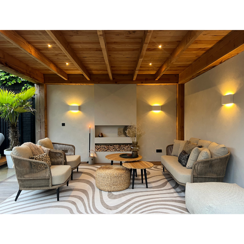 Palermo stoel-bank loungeset incl. tafels | aluminium + touw | Sahara Dust | 5-delig