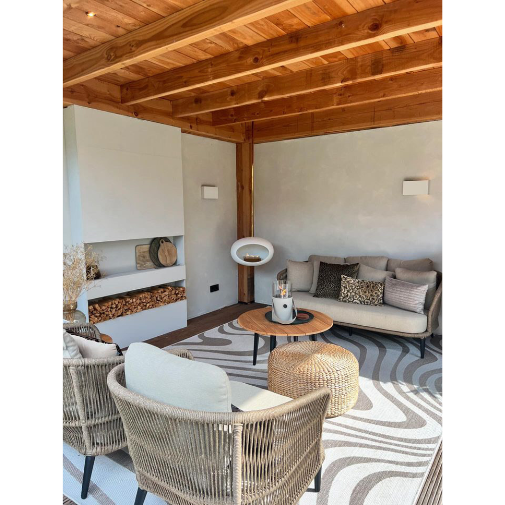 Palermo stoel-bank loungeset met teakhouten tafel 5 personen | aluminium + touw | olijfgroen | 5-delig