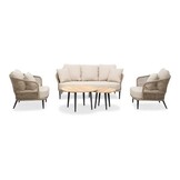 Palermo stoel-bank loungeset incl. tafels | aluminium + touw | Sahara Dust | 5-delig