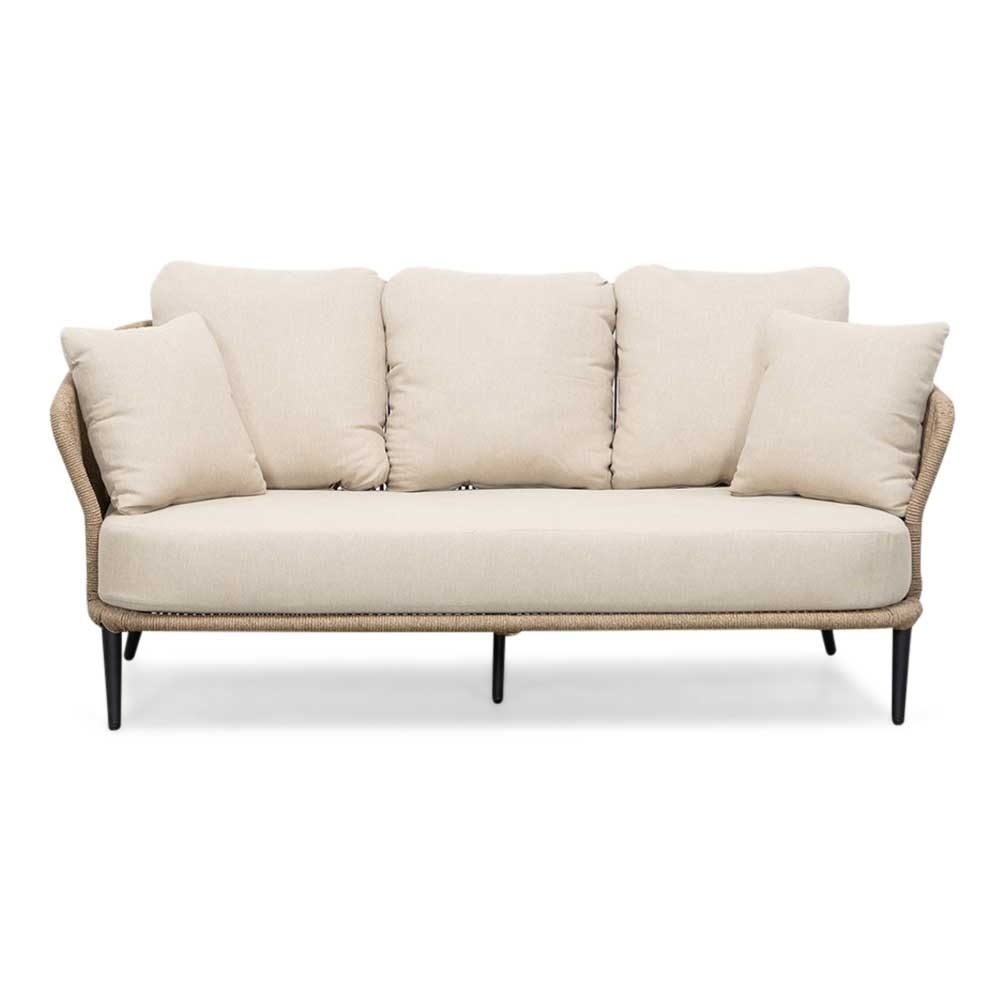 Palermo stoel-bank loungeset met teakhouten tafel 5 personen | aluminium + touw | olijfgroen | 5-delig