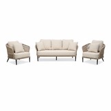 Palermo stoel-bank loungeset 5 personen | aluminium + touw | Sahara Dust | 5-delig