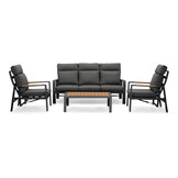 Manhattan stoel-bank loungeset - verstelbaar incl tafel | aluminium + polywood | antraciet | 5-delig