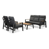 Manhattan stoel-bank loungeset - verstelbaar incl tafel | aluminium + polywood | antraciet | 5-delig