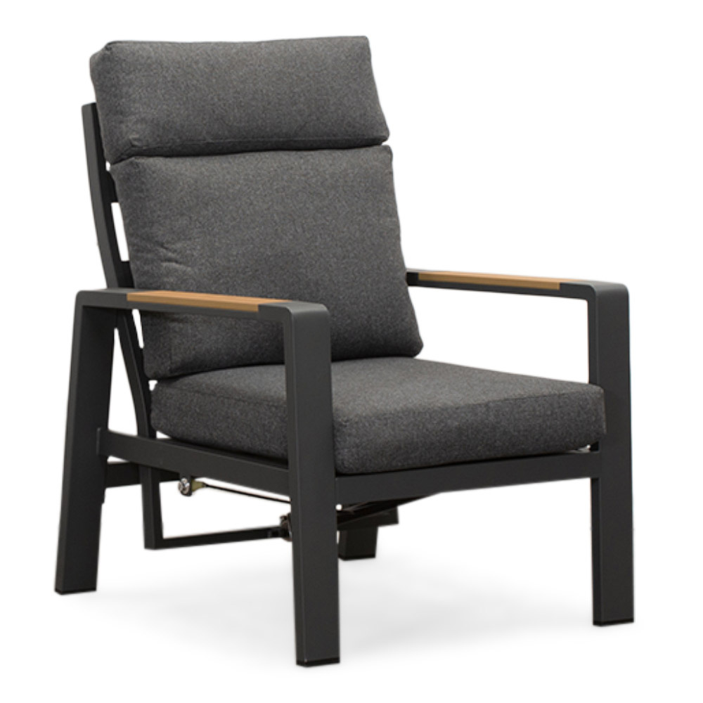 Manhattan stoel-bank loungeset - verstelbaar incl tafel | aluminium + polywood | antraciet | 5-delig