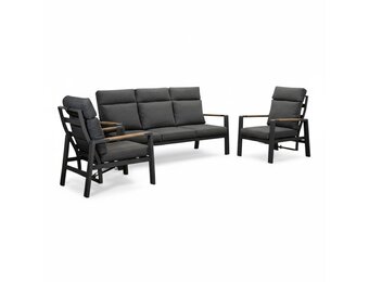 Manhattan stoel-bank loungeset - verstelbaar 4 personen | aluminium + polywood | antraciet | 4-delig