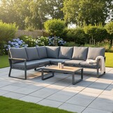 Vancouver hoek loungeset 5 personen incl. tafel | aluminium + polywood | antraciet | 6-delig