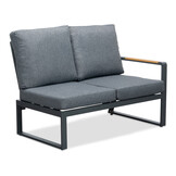 Vancouver hoek loungeset incl. stoel en tafel | aluminium + polywood | antraciet | 7-delig