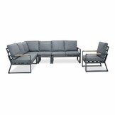 Vancouver hoek loungeset met stoel 6 personen | aluminium + polywood | antraciet | 6-delig - 270x210cm