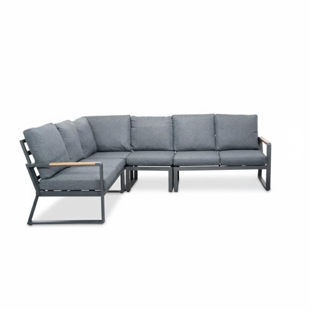 Vancouver hoek loungeset 5 personen | aluminium + polywood | antraciet | 5-delig - 270x210cm