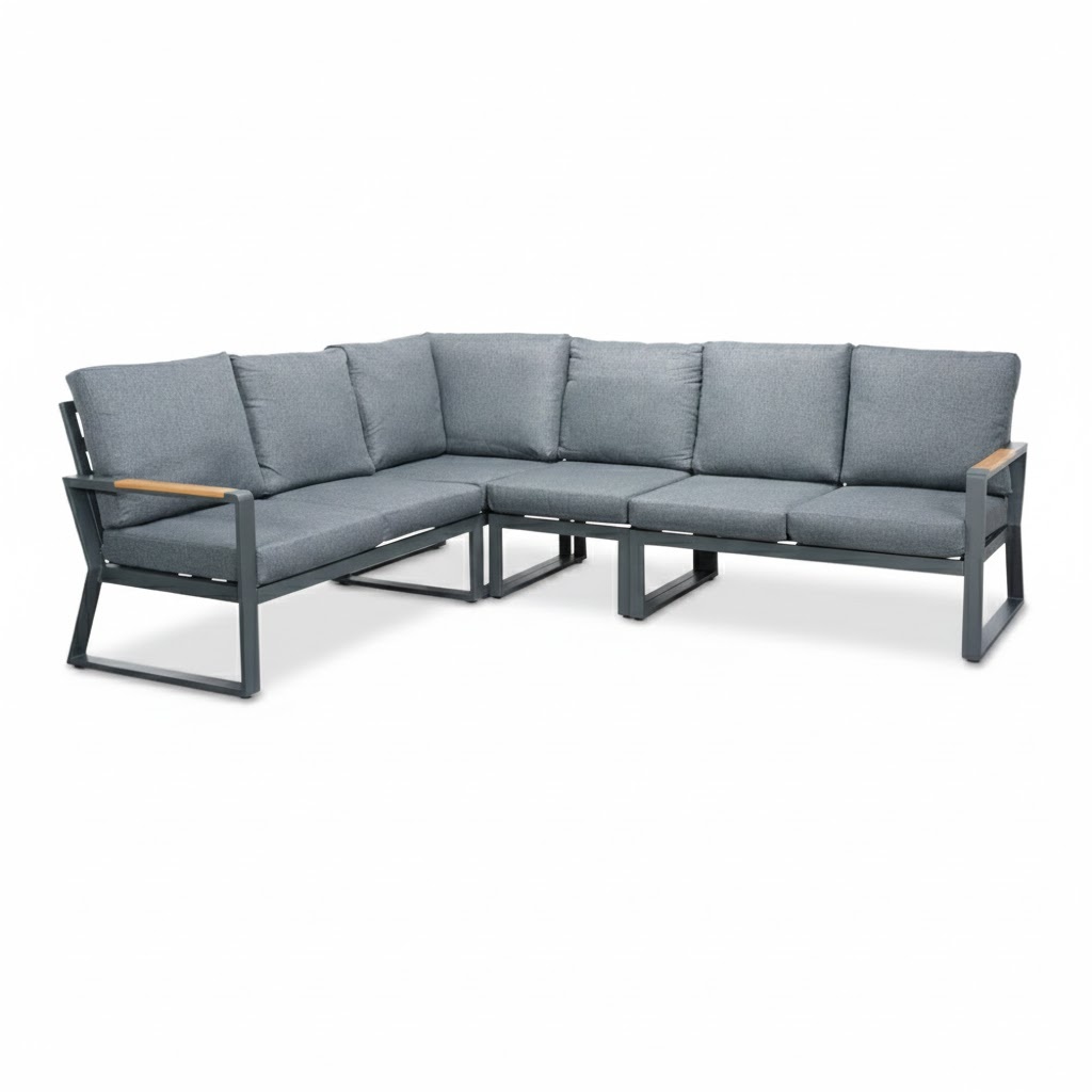 Vancouver hoek loungeset 5 personen | aluminium + polywood | antraciet | 5-delig - 270x210cm