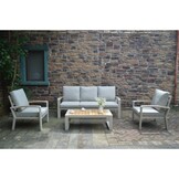 Seattle stoel-bank loungeset 5 personen incl. tafel | aluminium + polywood | beige | 4-delig