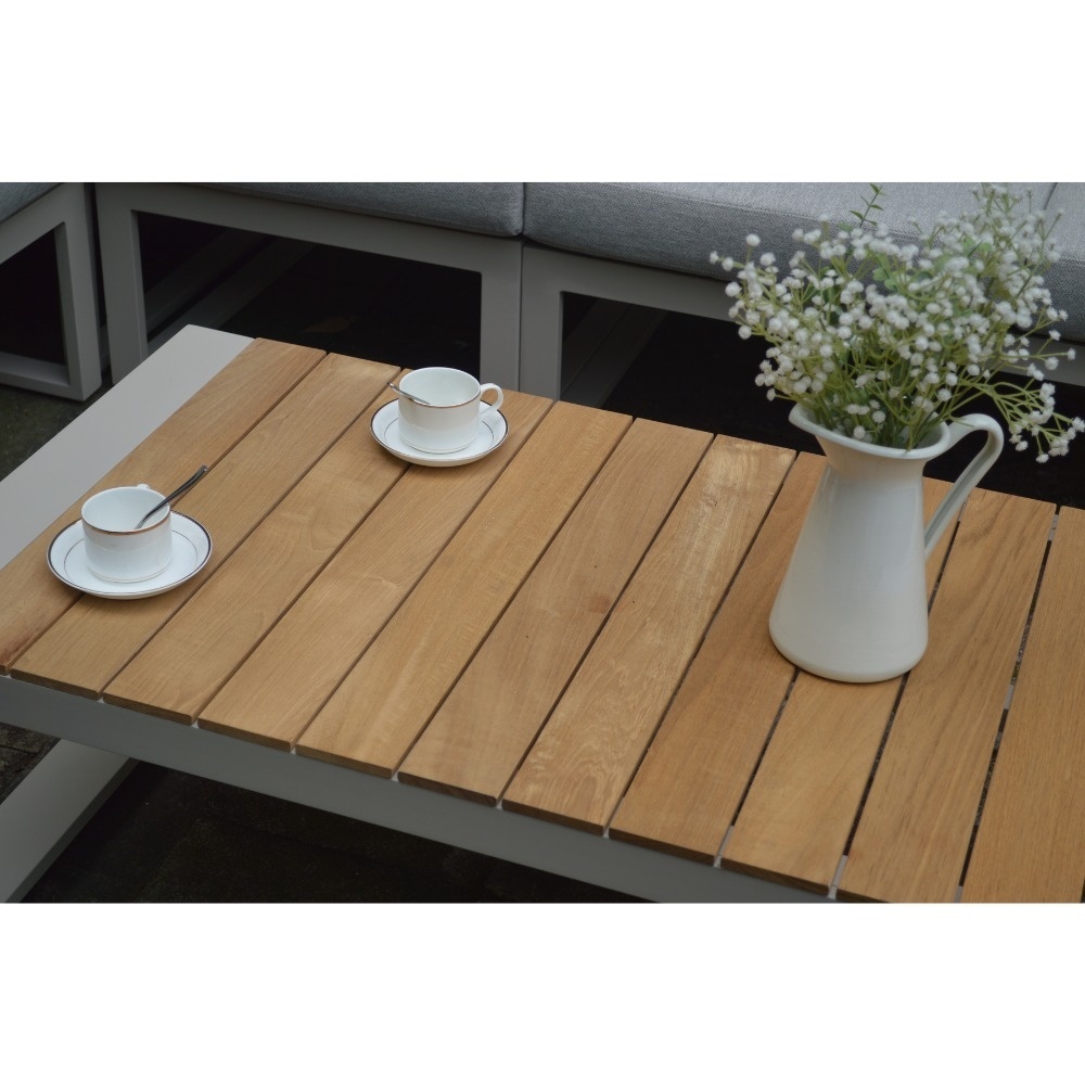 Seattle stoel-bank loungeset 5 personen incl. tafel | aluminium + polywood | beige | 4-delig