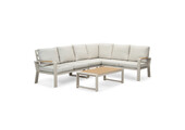 Seattle hoek loungeset 6 personen incl. tafel | aluminium + polywood | beige | 6-delig - 270x210cm