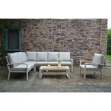 Seattle hoek loungeset met stoel 7 personen incl. tafel | aluminium + polywood | beige | 5-delig