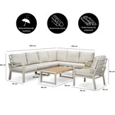 Seattle hoek loungeset met stoel 7 personen incl. tafel | aluminium + polywood | beige | 5-delig