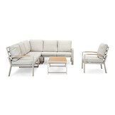 Seattle hoek loungeset met stoel 7 personen incl. tafel | aluminium + polywood | beige | 5-delig