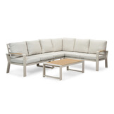 Seattle hoek loungeset met stoel 7 personen incl. tafel | aluminium + polywood | beige | 5-delig