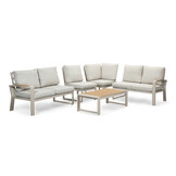 Seattle hoek loungeset met stoel 7 personen incl. tafel | aluminium + polywood | beige | 5-delig