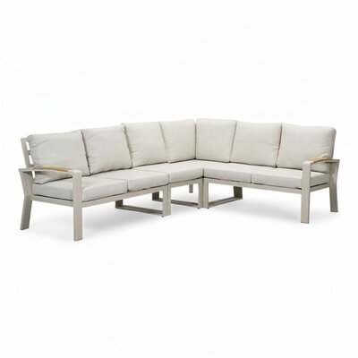 Seattle hoek loungeset 6 personen | aluminium + polywood | beige | 5-delig - 270x210cm