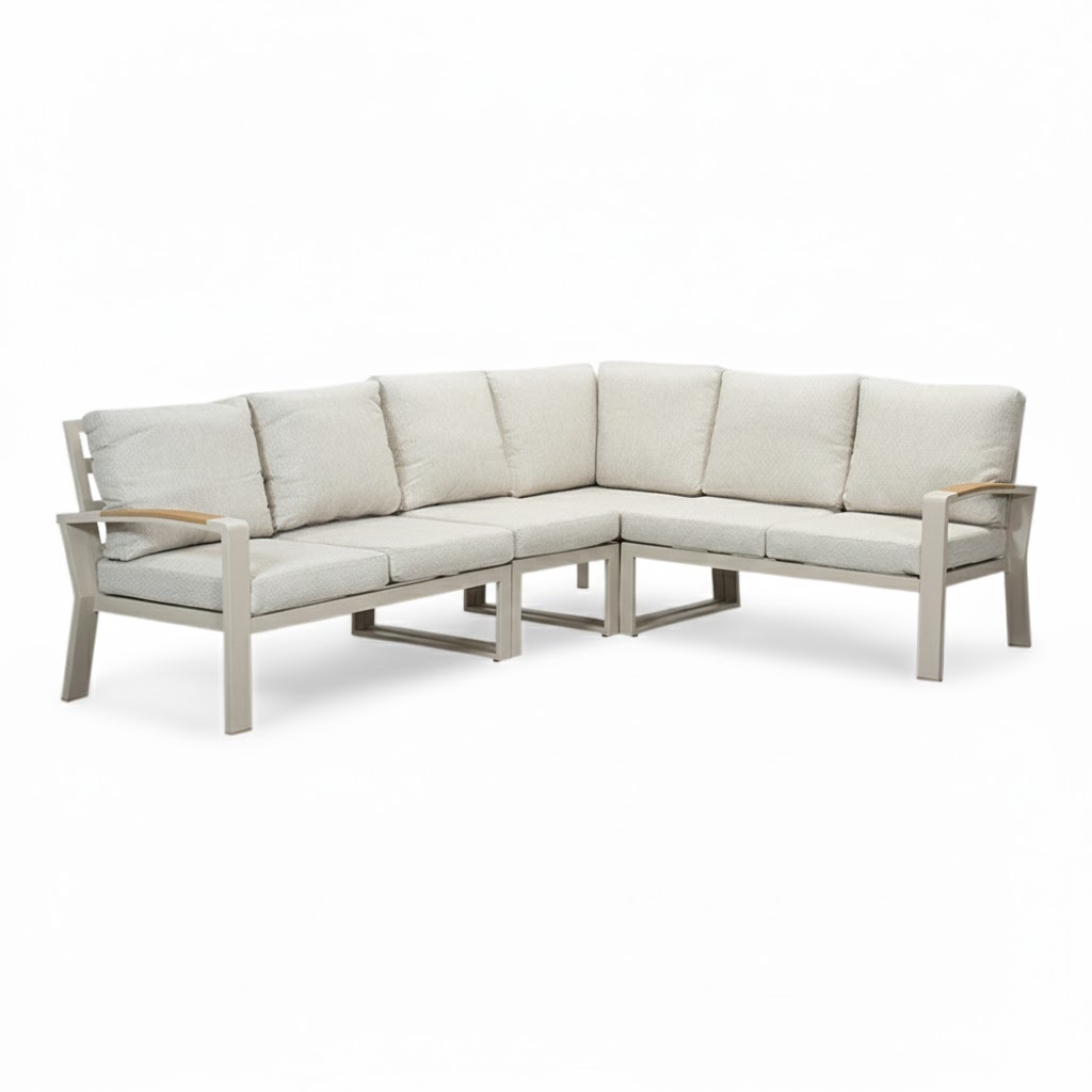 Seattle hoek loungeset 6 personen | aluminium + polywood | beige | 5-delig - 270x210cm afbeelding
