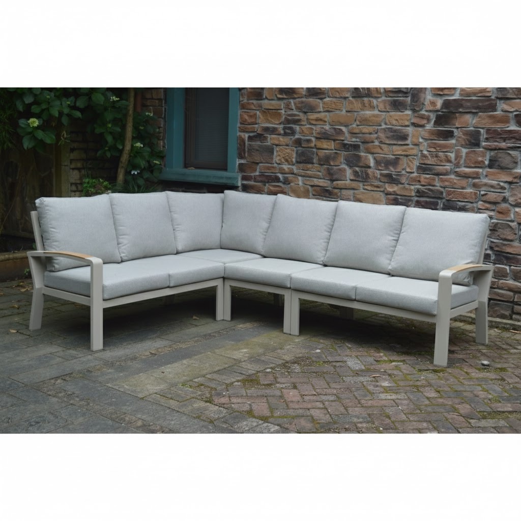Seattle hoek loungeset 6 personen | aluminium + polywood | beige | 5-delig - 270x210cm