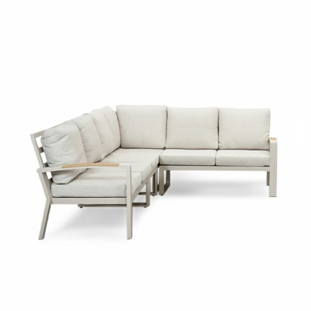 Seattle hoek loungeset 6 personen | aluminium + polywood | beige | 5-delig - 270x210cm
