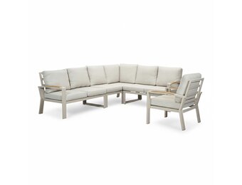 Seattle hoek loungeset met stoel 7 personen | aluminium + polywood | beige | 4-delig - 270x210cm