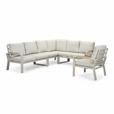 Seattle hoek loungeset met stoel 7 personen | aluminium + polywood | beige | 4-delig - 270x210cm