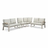 Seattle hoek loungeset met stoel 7 personen | aluminium + polywood | beige | 4-delig - 270x210cm