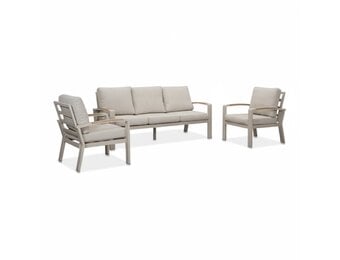 Seattle stoel-bank loungeset 5 personen | aluminium + polywood | beige | 4-delig