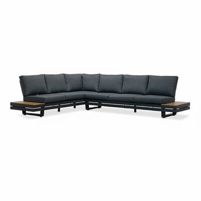 Vegas hoek loungeset-links 6 personen | aluminium + polywood | antraciet | 4-delig - 311x230cm