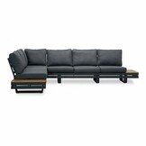 Vegas hoek loungeset-links 6 personen | aluminium + polywood | antraciet | 4-delig - 311x230cm