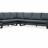 Vegas hoek loungeset-links 6 personen | aluminium + polywood | antraciet | 4-delig - 311x230cm
