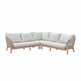 Braga hoek loungeset 5 personen | touw + hardhout | zand | 4-delig - 235x235cm