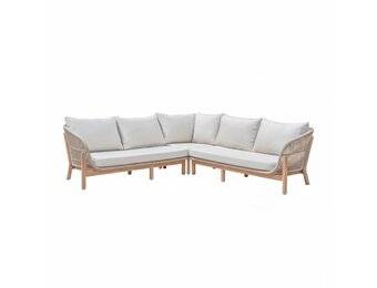 Braga hoek loungeset 5 personen | touw + hardhout | zand | 4-delig - 235x235cm