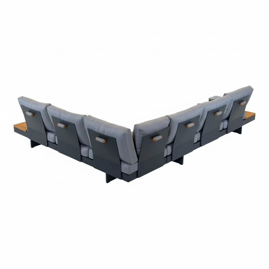 Barbados hoek loungeset 6 personen | aluminium + teakhout | Natural Teak | 5-delig - 323x245cm