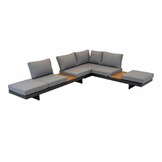 Barbados hoek loungeset 6 personen | aluminium + teakhout | Natural Teak | 5-delig - 323x245cm