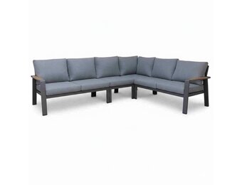 Lola hoek loungeset L-vorm 6 personen | aluminium + polywood | antraciet | 5-delig - 288x220cm